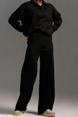 Polo-style knitted pullover shirt with long pants