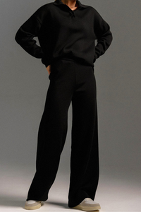 Polo-style knitted pullover shirt with long pants