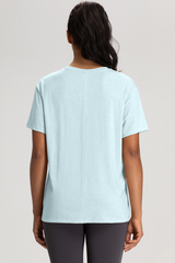 Women Solid Breathable Relaxed-Fit Yoga Short-Sleeve T-Shirt