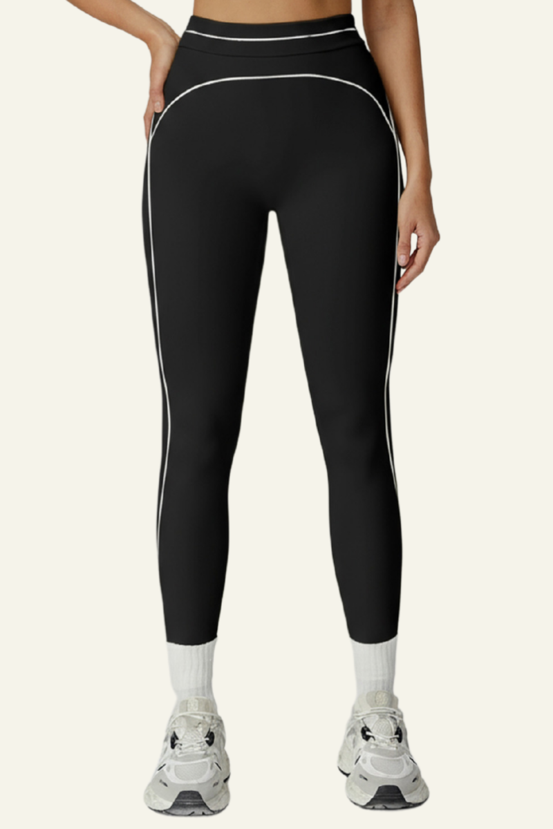 Stripes adorn tight-fitting sport pants.