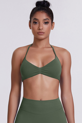 Women's Seamless Pleated Halterneck Sports Bra