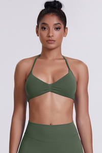 Women's Seamless Pleated Halterneck Sports Bra
