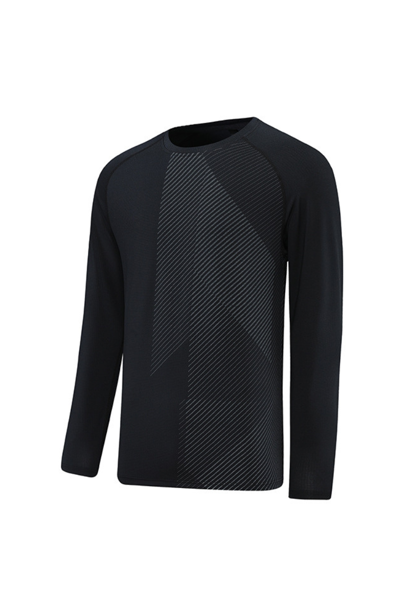 Men's Crew Neck Textured Athletic Long Sleeve T-shirt