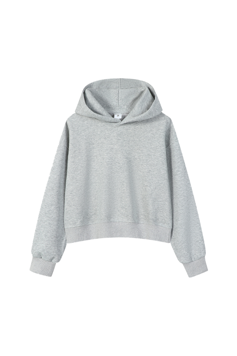 Women's Fall Cropped Relaxed Solid Sports Hoodie