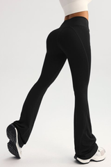Women's V-Waist Solid Sport Flared Yoga Pants