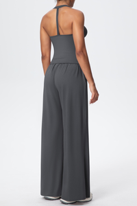 Women’s Set: Halterneck Tank Top & Wide-Leg Pants