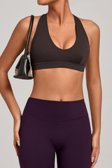 Women's Athletic Halterneck V-neck Cut Out Bra