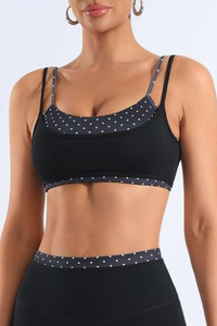 Women's Polka Dot Colorblock Two-Piece Look Thin Strap Bra
