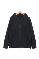 Unisex Fall Washed Vintage Zip-Up Hooded Sports Jacket