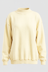 Women's Fall Drop Shoulder Loose Fleece Mock Neck Sweatshirt