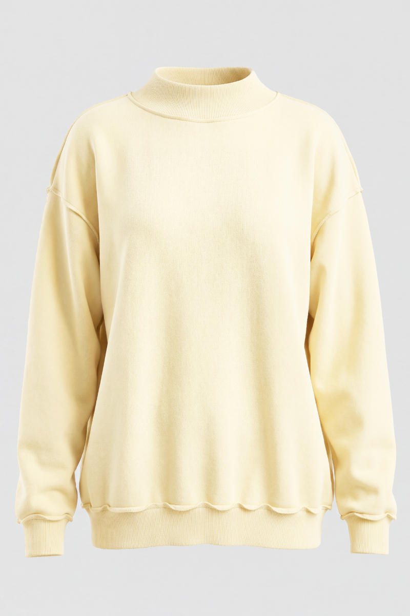 Women's Fall Drop Shoulder Loose Fleece Mock Neck Sweatshirt
