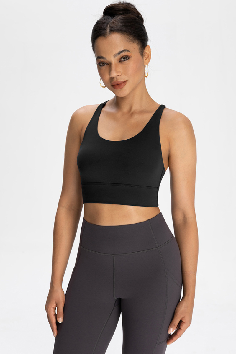 Cross-back exercise sports bra