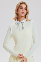 Women's Athletic Color Block Polo Collar Long-Sleeved Top