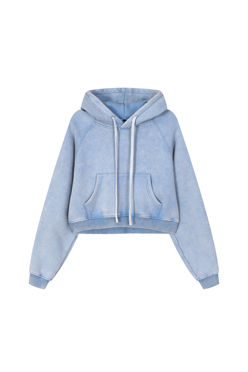 Women's Washed Short Hooded Sweatshirt