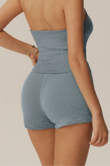 Women's Vintage Striped High Waist Athletic Yoga Shorts