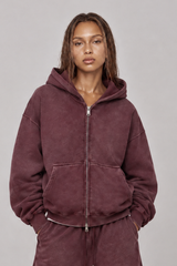Women's Fleece-Lined Spray-Faded Oversized Hooded Jacket