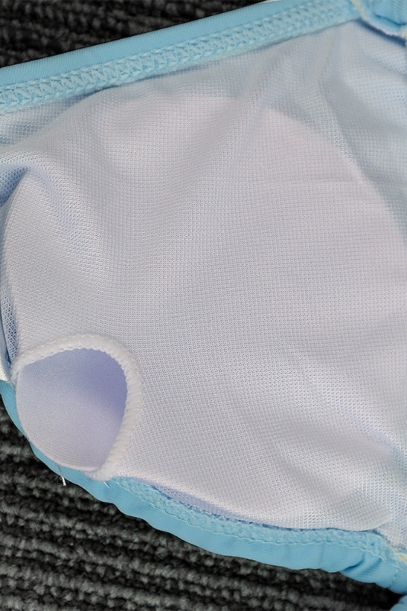 Women's Sexy Solid Mesh See Through Halter Bikini Set - 3pcs