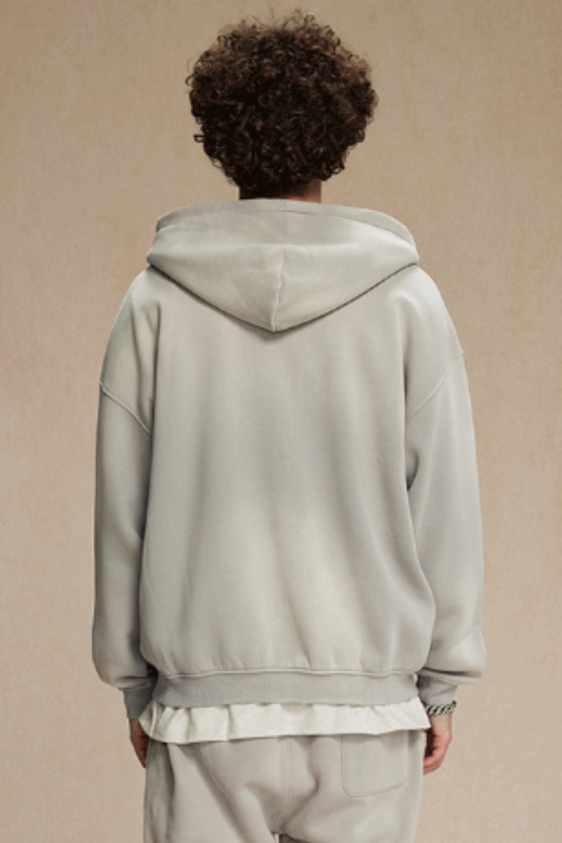 Unisex 360G Heavyweight Washed Distressed Hooded Jacket