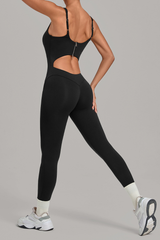 Women’s Cutout Adjustable Strap Form-Fitting Yoga Jumpsuit
