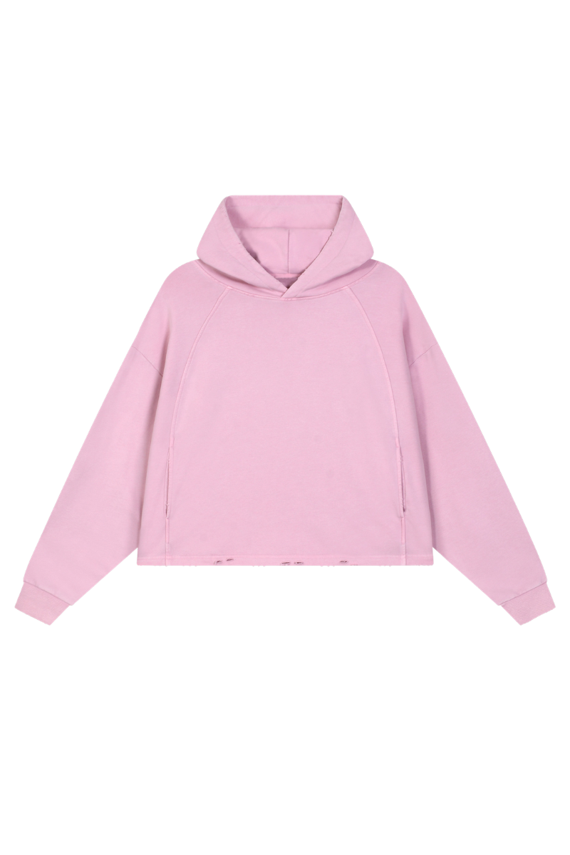 Women's Fall Vintage Washed Raw Hem Crop Boxy Hoodie