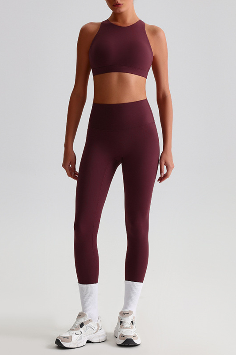 Women's Brushed Mock Neck Bra & Yoga Leggings 2-Piece Set