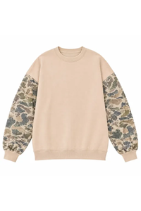 Women's Fall Color Block Camouflage Mockneck Sweatshirt