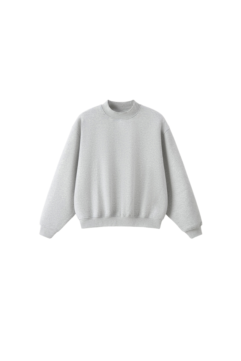 Unisex Fall Streetwear Boxy Mockneck Sweatshirt