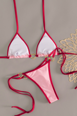 Women's Color Block Halterneck Side Tie Sexy Vacation Bikini