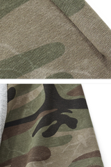 Women's Summer Cotton Camo Raglan Sleeve Cropped Tee