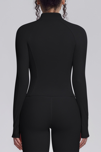 Women's Stand Collar Full Zip Slim Fit Workout Yoga Jacket