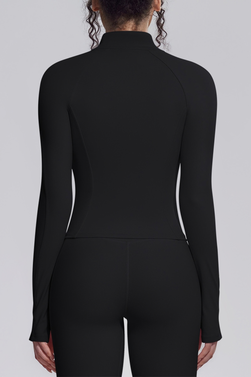 Women's Stand Collar Full Zip Slim Fit Workout Yoga Jacket
