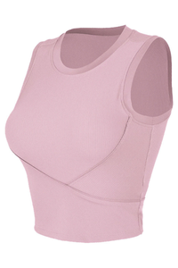 Women's Summer High-Elastic Padded Ribbed Sports Tank Top