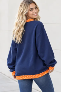 Women's Fall Letter Appliqué Embroidery Mockneck Sweatshirt