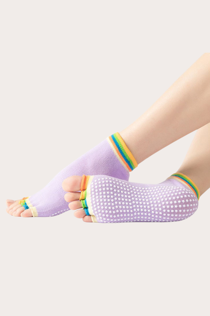 Women's Open-Toed Rainbow Breathable Athletic Fitness Socks