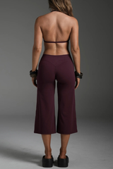 Women's Halterneck Bra And Wide-Leg Capri Pants 2-Piece Set