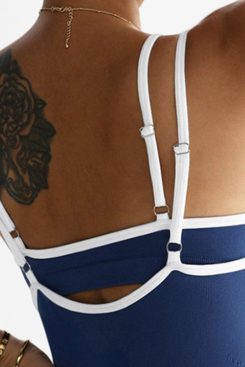 Women's Seamless Color Block Pleated Junmpsuit & Bra