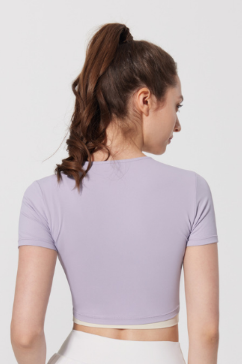 Women Twist Front V-Neck Cropped T-shirt( Bra Not Included)