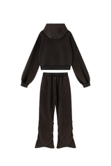 Unisex Fall Vintage Washed Distressed Jacket & Sweatpant Set