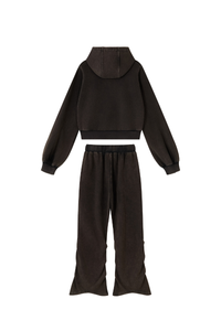 Unisex Fall Vintage Washed Distressed Jacket & Sweatpant Set