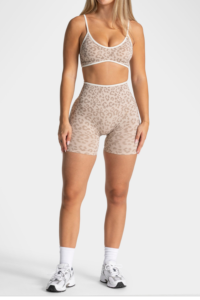Women's Seamless Contrast Leopard Print Sports Yoga Bra