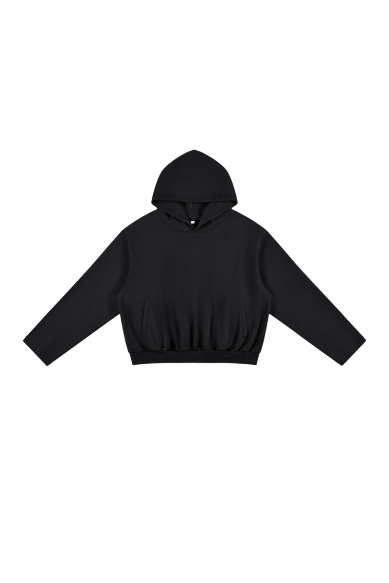 Men's Fall Boxy Cropped Kangaroo Pocket Drop-Shoulder Hoodie