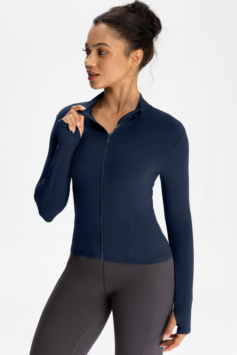 Collar-style jacket with zipper closure