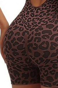 Women's Leopard Cross Back One-Piece Workout Jumpsuits