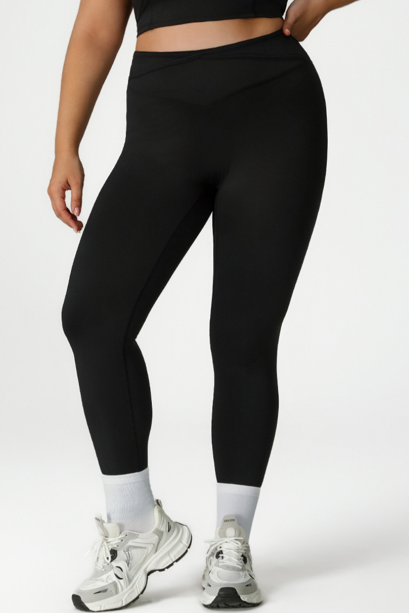 Women's Plus Cross Waist Yoga Pants - Nude Feel Peach Lift