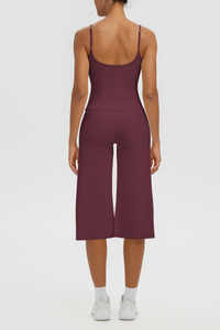 Women's Tank Top & Wide Leg Yoga Cropped Pants Set
