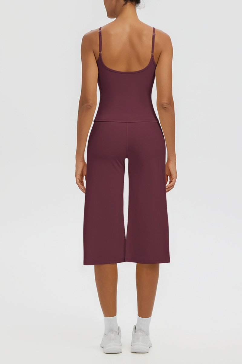 Women's Tank Top & Wide Leg Yoga Cropped Pants Set