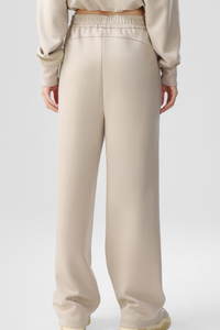 Women's Fall Elastic Waist Seamed Wide Leg Athletic Pants