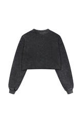Women's Fall 100% Cotton Cropped Distressed Sweatshirt