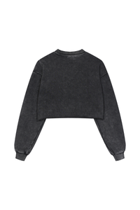 Women's Fall 100% Cotton Cropped Distressed Sweatshirt