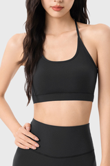 Women's Athletic U-neck Thin Strap Racerback Solid Bra